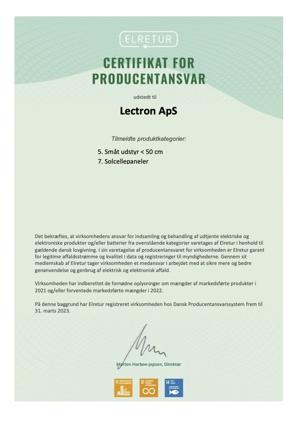 Lectron_Elretur_Certificering_DK Lectron certificering
